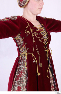  Photos Woman in Historical Dress 73 16th century red decorated dress upper body 0013.jpg